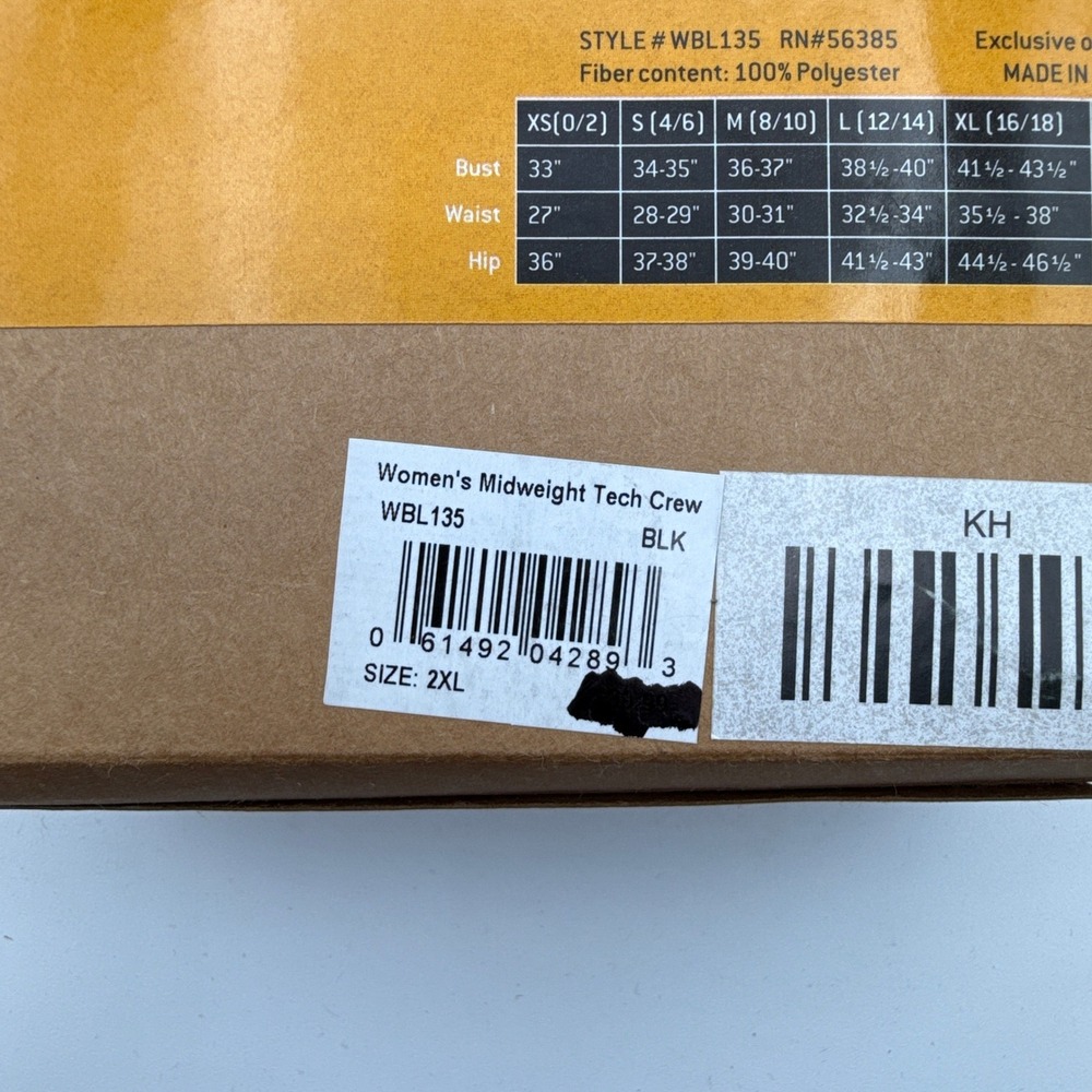 Carhartt Base Force Midweight Tech Crew Womens 2XL WBL135 BLK Black NIB‎ - Picture 6 of 6